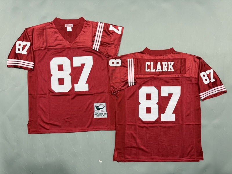 Men 2025 San Francisco 49ers #87 Clark red Throwback Limited NFL Jersey style 001